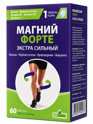 Magnez Forte z wit. C, B6, B12, kwas foliowy 60 tab.png